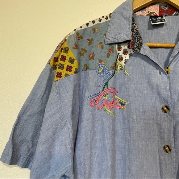Chandri | Vintage Denim Patched Button Down Dress - Picture 3 of 8